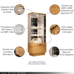 Conjunto Decorativo Cristaleira e Buffet Aparador Peggy/albâni Off White/cinamomo G26 - Gran Belo - 4