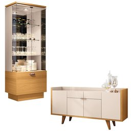 Conjunto Decorativo Cristaleira e Buffet Aparador Peggy/albâni Off White/cinamomo G26 - Gran Belo - 2