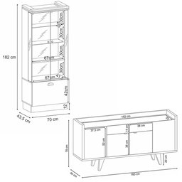 Conjunto Decorativo Cristaleira e Buffet Aparador Peggy/albâni Off White/cinamomo G26 - Gran Belo - 5