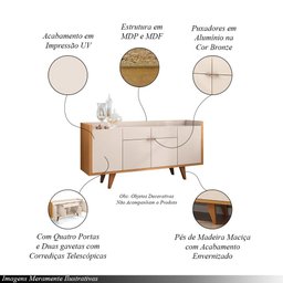 Conjunto Decorativo Cristaleira e Buffet Aparador Peggy/albâni Off White/cinamomo G26 - Gran Belo - 3