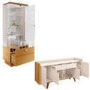 Ver imagem 1 de Conjunto Decorativo Cristaleira e Buffet Aparador Peggy/albâni Off White/cinamomo G26 - Gran Belo
