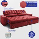 Ver imagem 2 de Sofá Retrátil e Reclinável 2,70m Molas Ensacadas Max Spring Velusoft Vermelho Cama Inbox