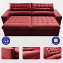 Ver imagem 5 de Sofá Retrátil e Reclinável 2,70m Molas Ensacadas Max Spring Velusoft Vermelho Cama Inbox