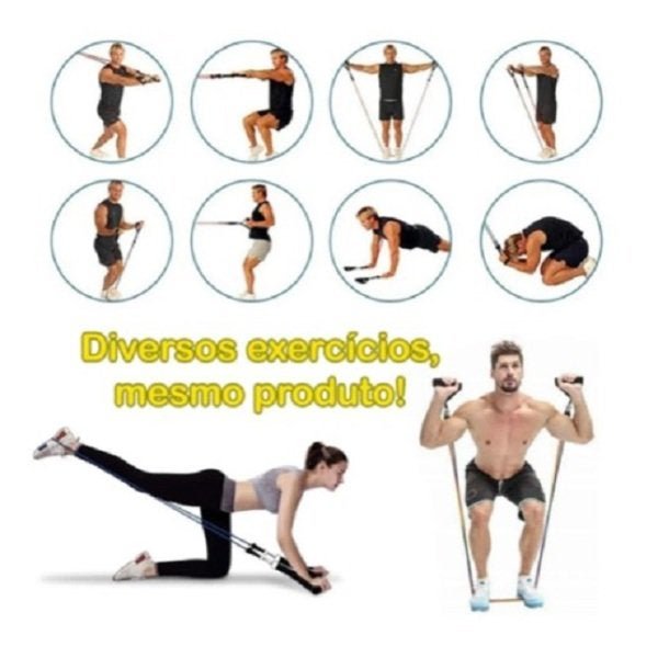 Kit Elasticos Exercícios 11 Peças Pilates Musculação Treino - 5
