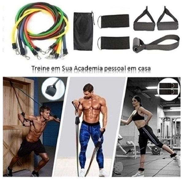 Kit Elasticos Exercícios 11 Peças Pilates Musculação Treino - 3