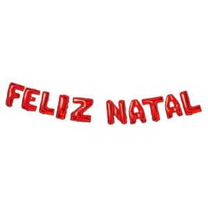 Kit Balões Balão Metalizado Vermelho de 37 Cm Feliz Natal