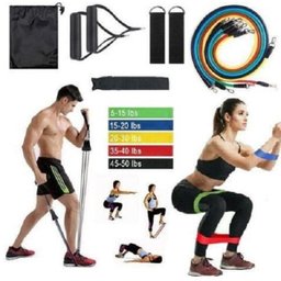 Kit Elásticos 5 Faixas 11 Peças Pìlates Intensidade Yoga - 1