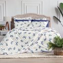 Ver imagem 2 de Jogo Lençol Cama King 4 Peças Algodão Percal 150 Fios Essencialle:borboletas Azul