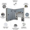 Ver imagem 2 de Guarda Roupa Solteiro Modulado Cp08 Taiga Branco/grey L01 - Mpozenato