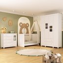 Ver imagem 2 de Quarto de Bebê Completo com Berço 3 em 1 com Colchão Incluso Sol Multimóveis Mp4534 Branco