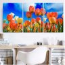 Quadro Para Sala Tulipas com Fundo Azul 120x60cm - 4