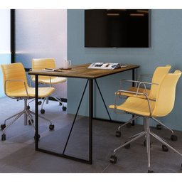 Mesa Office Estilo Industrial Sw006 Preto Noce Oro - 2