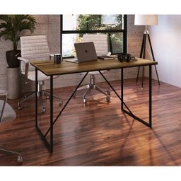 Mesa Office Estilo Industrial Sw006 Preto Noce Oro - 4