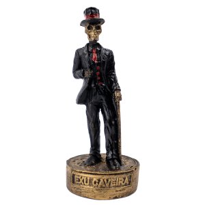 Escultura Exu Caveira Preto e Vermelho Vintage Resina 11 Cm