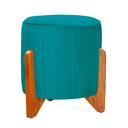 Ver imagem 2 de Puff Jade Suede Azul Turquesa Pés de Madeira - Vallisa Decor