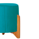Ver imagem 3 de Puff Jade Suede Azul Turquesa Pés de Madeira - Vallisa Decor