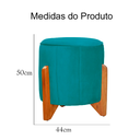 Ver imagem 4 de Puff Jade Suede Azul Turquesa Pés de Madeira - Vallisa Decor