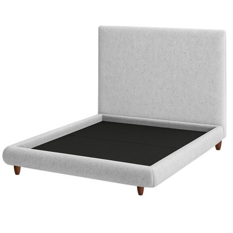 Cama King Pés Madeira Emma com Cabeceira Parise Linho Cinza Claro - Nexta Casa