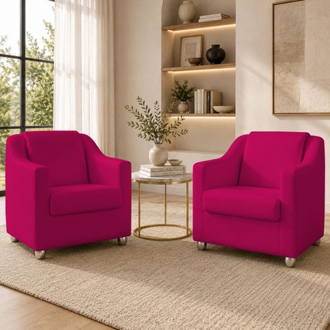 Kit 2 Poltrona Decorativa para Sala de Espera Mila Recepção Escritório Consultório Corino