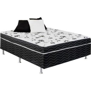 Cama Box Casal Conjugada Unyco D28 Ortopédico Floral e Preta (138x0,42x188)