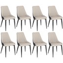 Ver imagem 1 de Kit 8 Cadeiras de Jantar Estofada Torino Design Italiano Costuras Geométricas Base em Metal - Bege-
