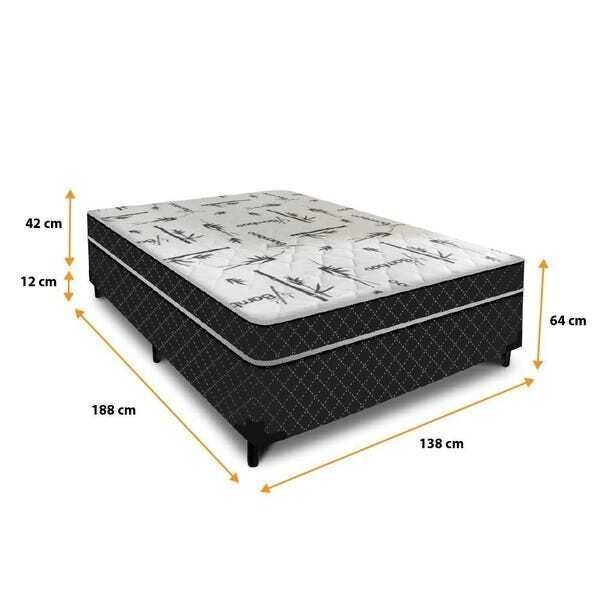 Cama Box Casal Conjugada Unyco D28 Ortopédico Floral e Preta (138x0,42x188) - 4