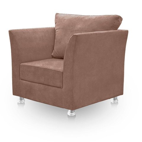 Poltrona Cadeira Decorativa para Sala e Quarto Lisboa Suede Cappuccino