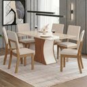 Ver imagem 1 de Conjunto Sala Jantar Mesa 160 cm Tampo MDF Vidro 6 Cadeir Supreme Trend Casa 812