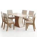 Ver imagem 2 de Conjunto Sala Jantar Mesa 160 cm Tampo MDF Vidro 6 Cadeir Supreme Trend Casa 812