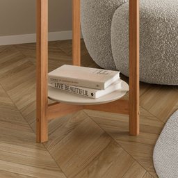 Mesa Lateral Lizz Off White com Cedro - Casa D - 5