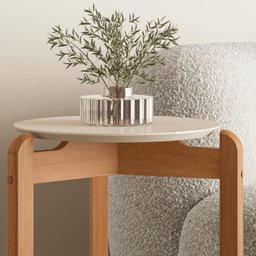 Mesa Lateral Lizz Off White com Cedro - Casa D - 3