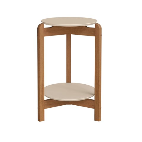 Mesa Lateral Lizz Off White com Cedro - Casa D