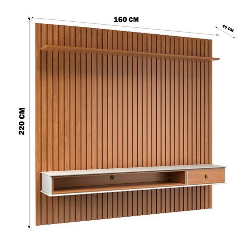 Painel Ripado Suspenso para Tv de até 60 Polegadas 2,20x1,60m Premium Quarto e Sala Cor Nature - 6