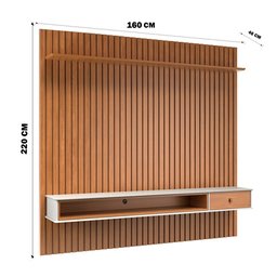 Painel Ripado Suspenso para Tv de até 60 Polegadas 2,20x1,60m Premium Quarto e Sala Cor Nature - 6