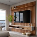 Ver imagem 1 de Painel Ripado Suspenso para Tv de até 60 Polegadas 2,20x1,60m Premium Quarto e Sala Cor Nature