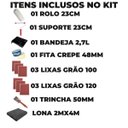 Ver imagem 7 de Rolo 23cm + Suporte 23cm + Bandeja 2,7l + 3 Lixas 120 +fita Crepe 48mmx50m + 3 Lixas 100 + Trincha 5
