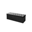 Ver imagem 2 de Cabeceira Mais Calçadeira Baú Casal 140cm Para Cama Box Suede Preto