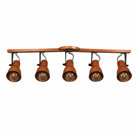 Spot Trilho Light Aluminio Teto e27 5 Luzes Lumini Lab - Verniz Cobre