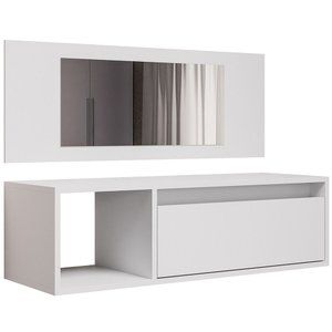 Penteadeira Camarim 90cm com Espelho Suspenso Elza M05 Branco - Inoviza