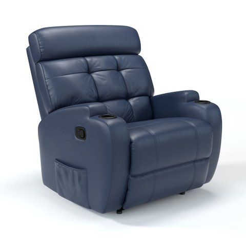 Poltrona do Papai Reclinável em Corino Importado Cor Azul Denim Reclinação Manual - Modelo Florença