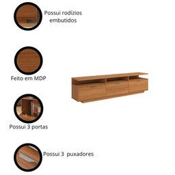 Rack Marrocos Lukaliam Móveis com Painel e Led até 75" - 6
