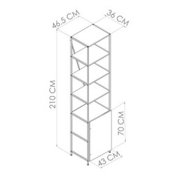 Estante Industrial 01 Porta SW015 Preto Noce Oro PP Milani Store - 2