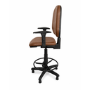 Ver imagem 2 de Cadeira Caixa Executiva Ergonômica Escritório Apoio Lombar Work NR17 Corino Braços Base Fixa