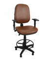 Ver imagem 1 de Cadeira Caixa Executiva Ergonômica Escritório Apoio Lombar Work NR17 Corino Braços Base Fixa