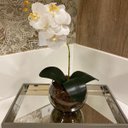 Ver imagem 6 de Orquídea Branca Artificial Arranjo no Vaso Transparente Flores Permanentes