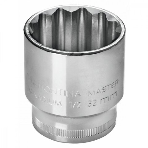 Soquete Estriado 22 Mm Encaixe 1/2´´ com Acabamento Cromado