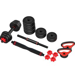 Kit Halteres 6 em 1 Peso Musculação até 30kg Ajustável Preto - 2
