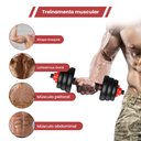 Ver imagem 3 de Kit Halteres 6 em 1 Peso Musculação até 30kg Ajustável Preto