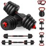 Kit Halteres 6 em 1 Peso Musculação até 30kg Ajustável Preto - 1