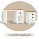 Ver imagem 4 de Conjunto 2 Peças Escrivaninha C 2 Gavetas e Gaveteiro 3 100% Madeira Maciça - Linha Topázio Branco Freijó